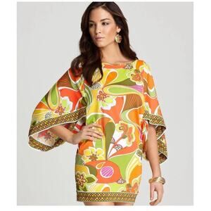 Trina Turk Lavascape Swim Cover Up Tunic Mini Dress Kimono Resort SZ L